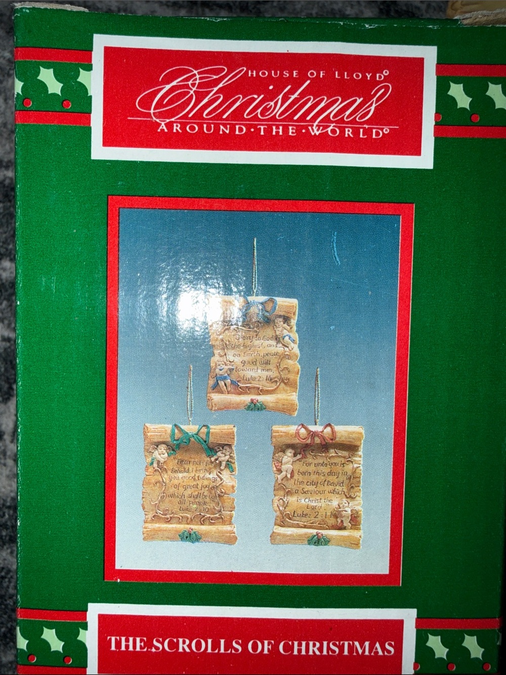 House of Lloyd Scrolls of Christmas Ornament Set 2.5x3.5 Resin. Christmas. Jesus